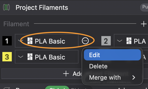 Edit filament